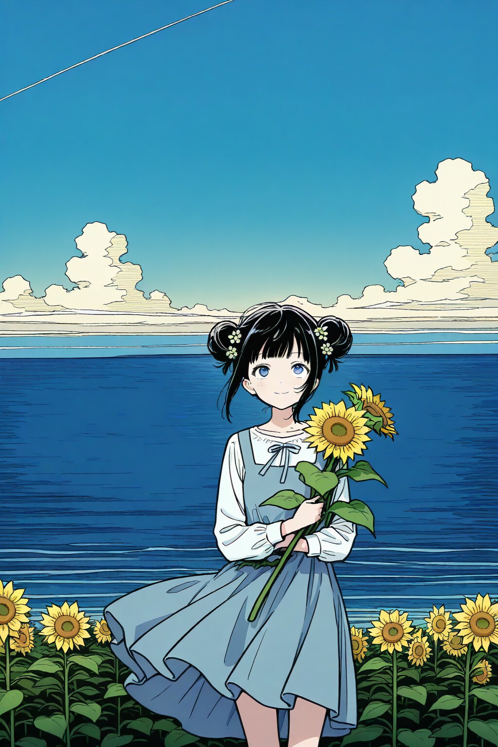 海、ひまわり、空。おだんごちゃん🍡✨ | の人気AIイラスト・グラビア