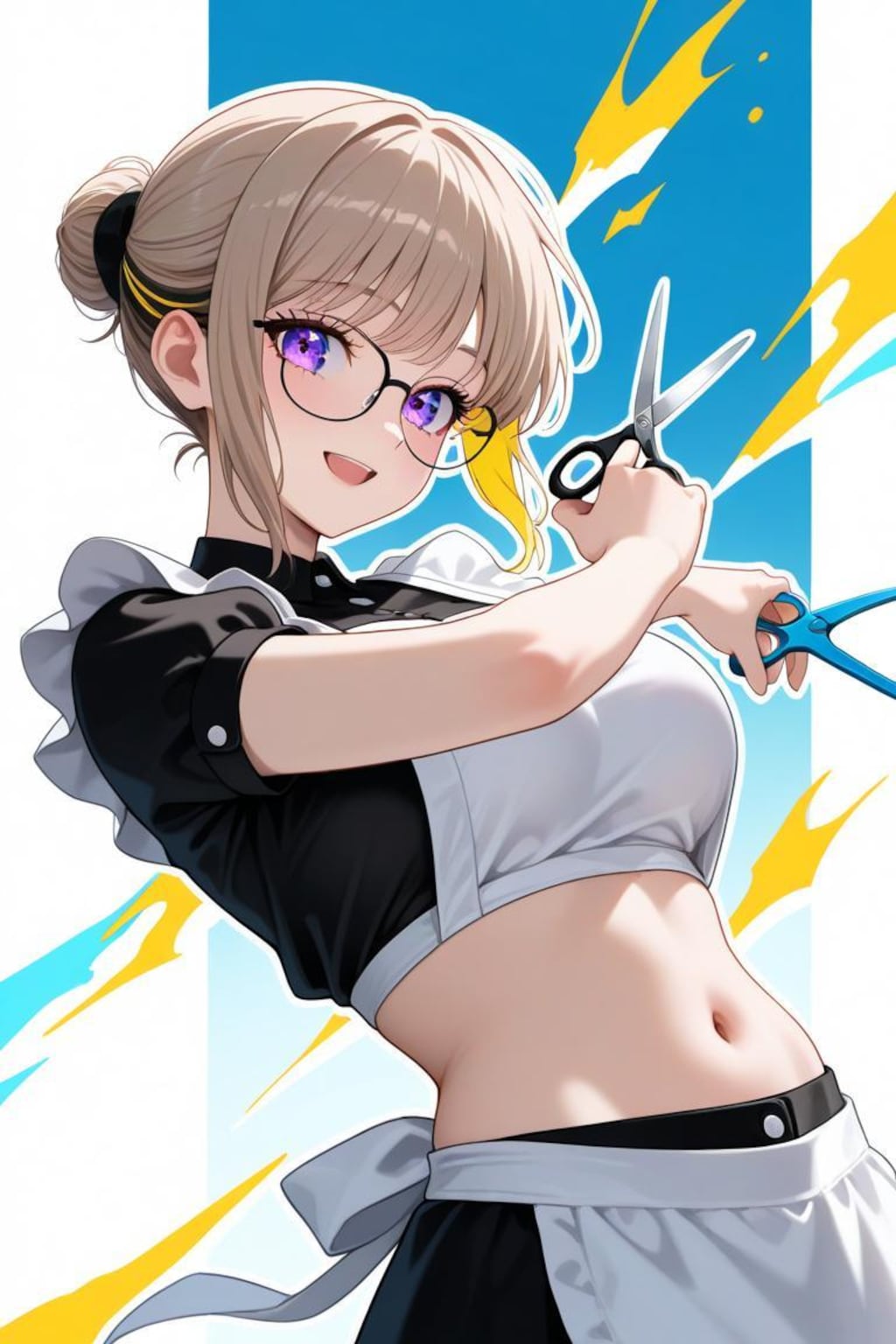 ヘソ出し美容師