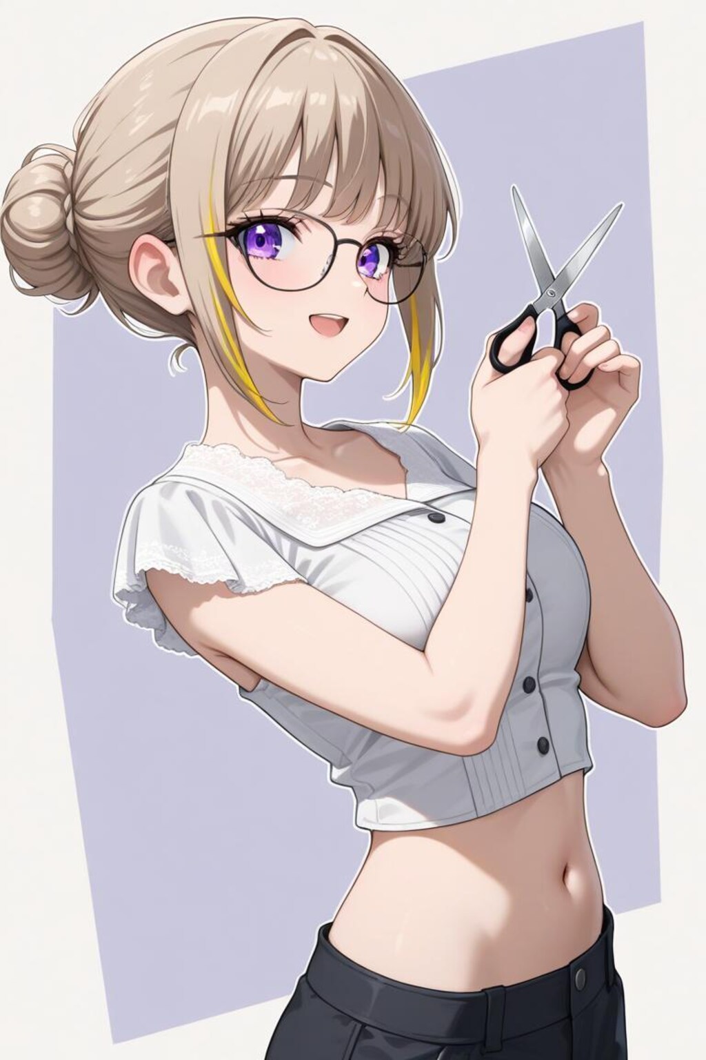 ヘソ出し美容師