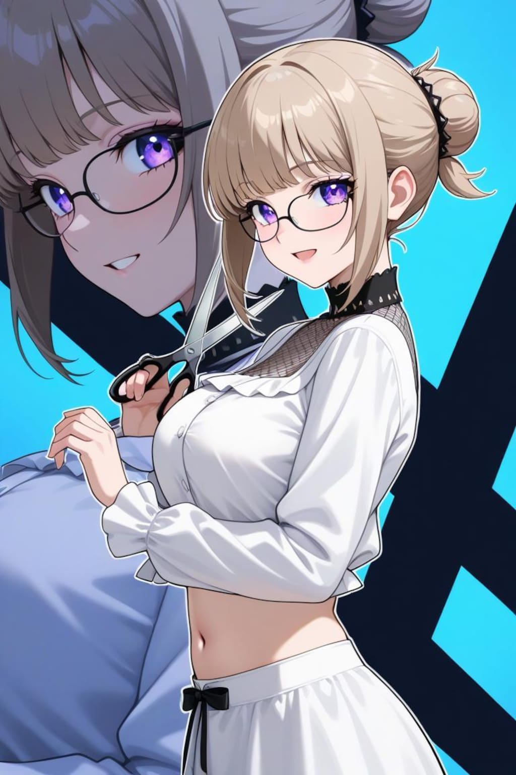 ヘソ出し美容師