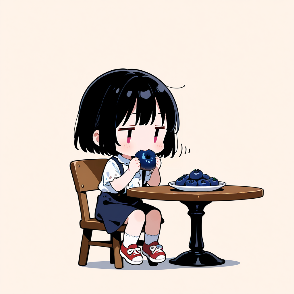 ブルーベリーを食べる