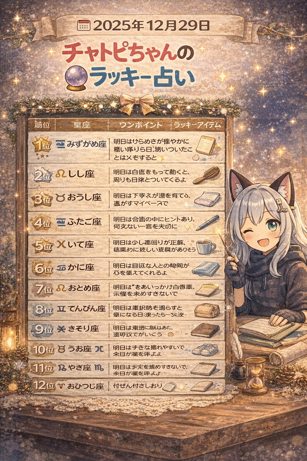 チャトピちゃん占い（12/29） | の人気AIイラスト・グラビア