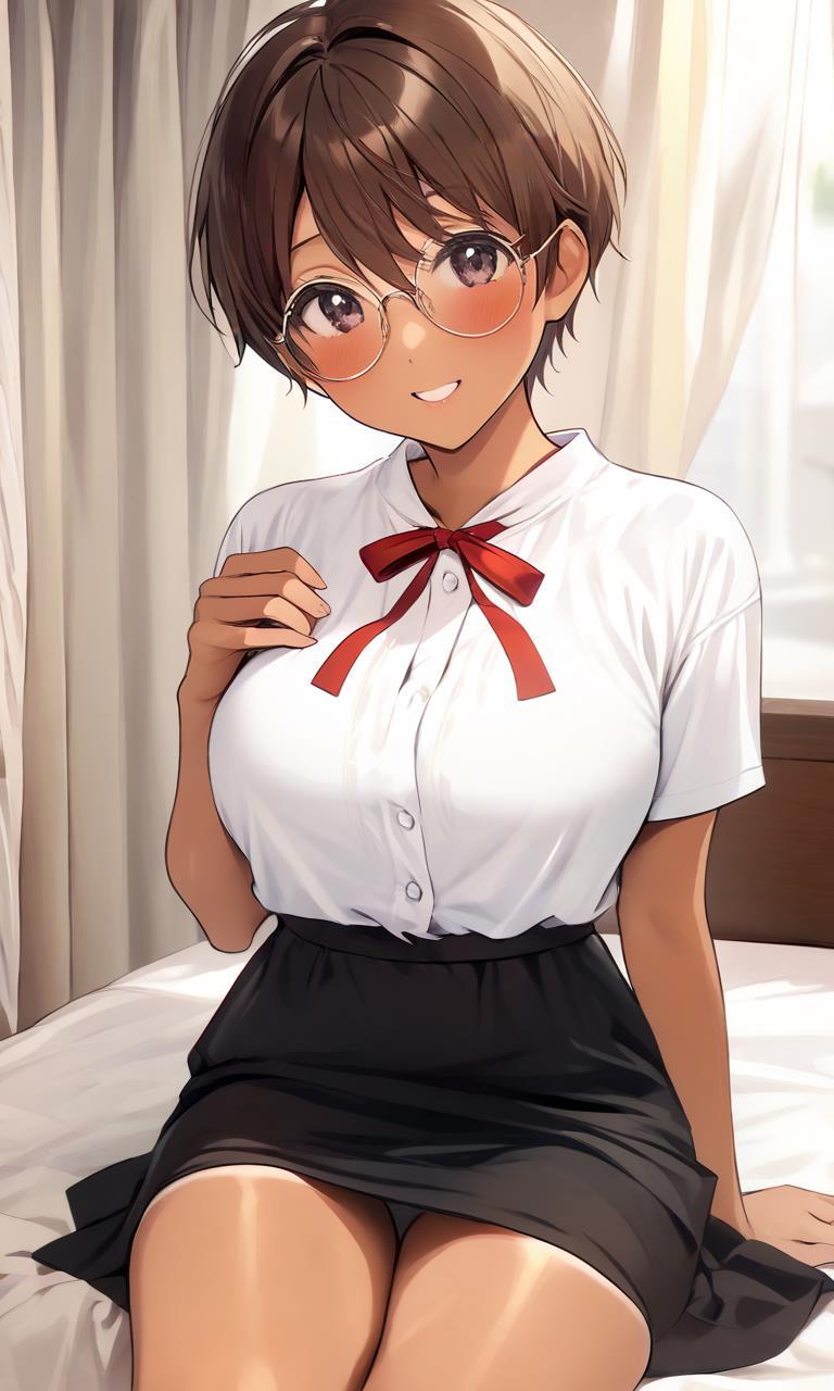 制服姿の眼鏡っ娘 | の人気AIイラスト・グラビア