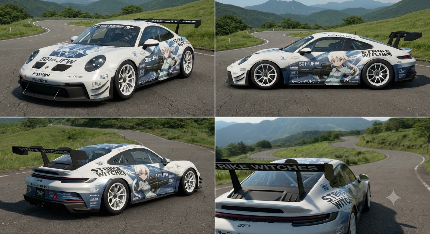 ストライクウィッチーズ痛車ポルシェGT3 | の人気AIイラスト・グラビア
