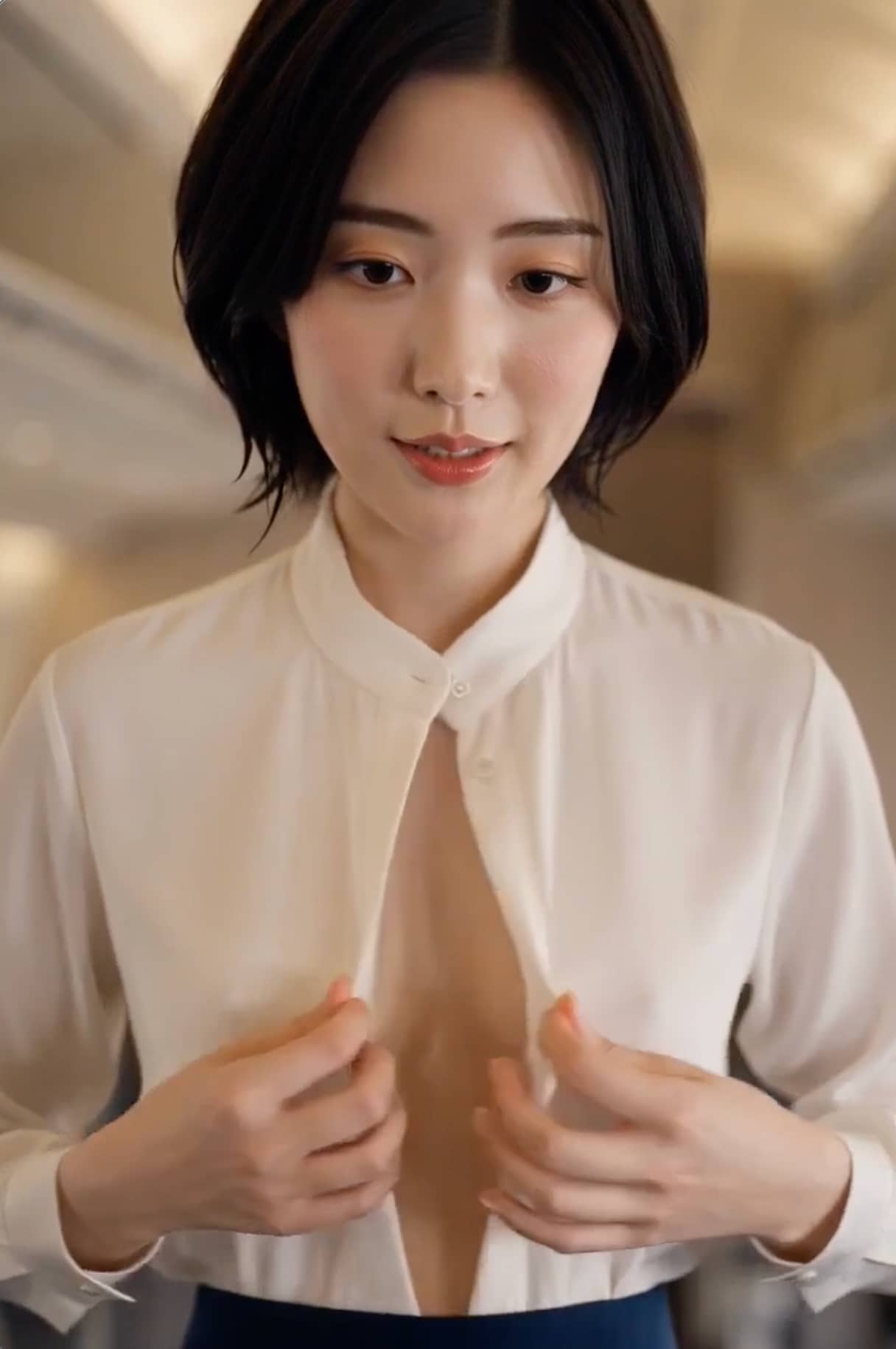 機内が暑くて脱いでしまうCAさん
