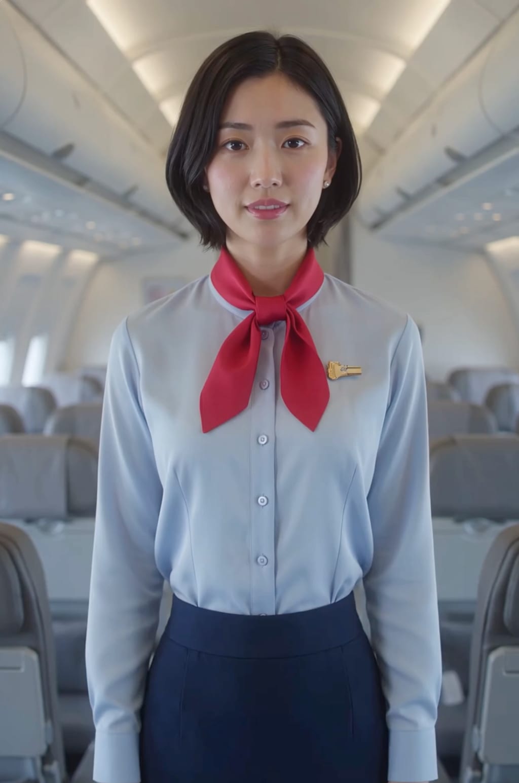 機内が暑くて脱いでしまうCAさん