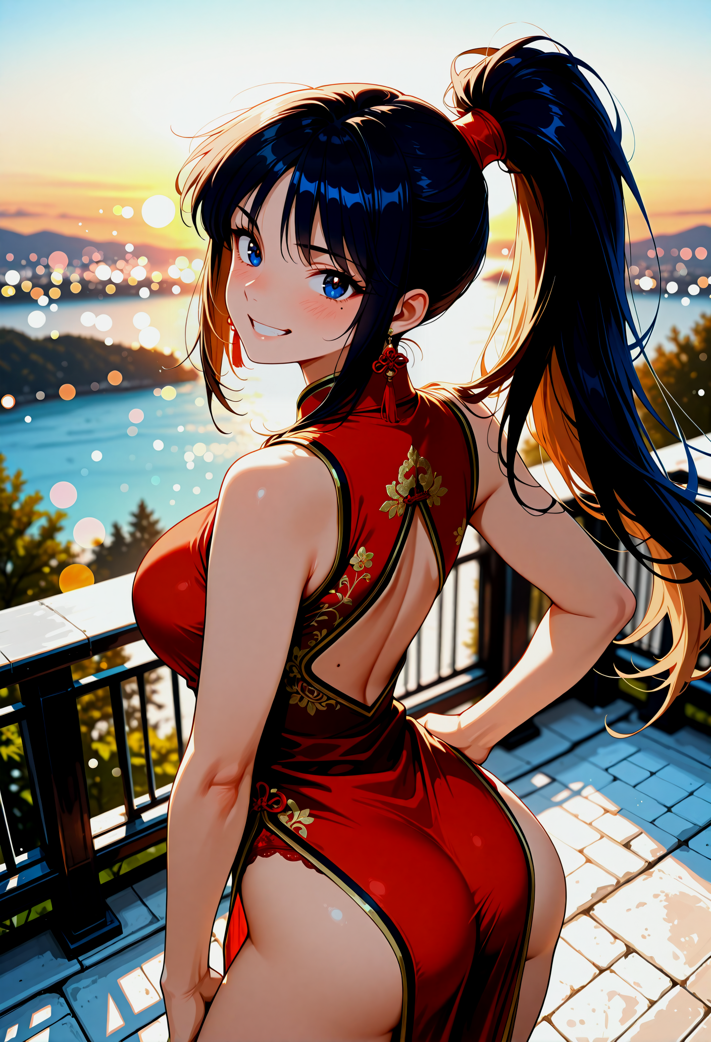 黄昏のベランダ、紅いドレスが綴る調べ。