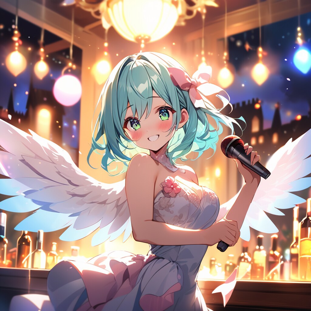 2次会だからね、天使さんも悪のりで歌うよ