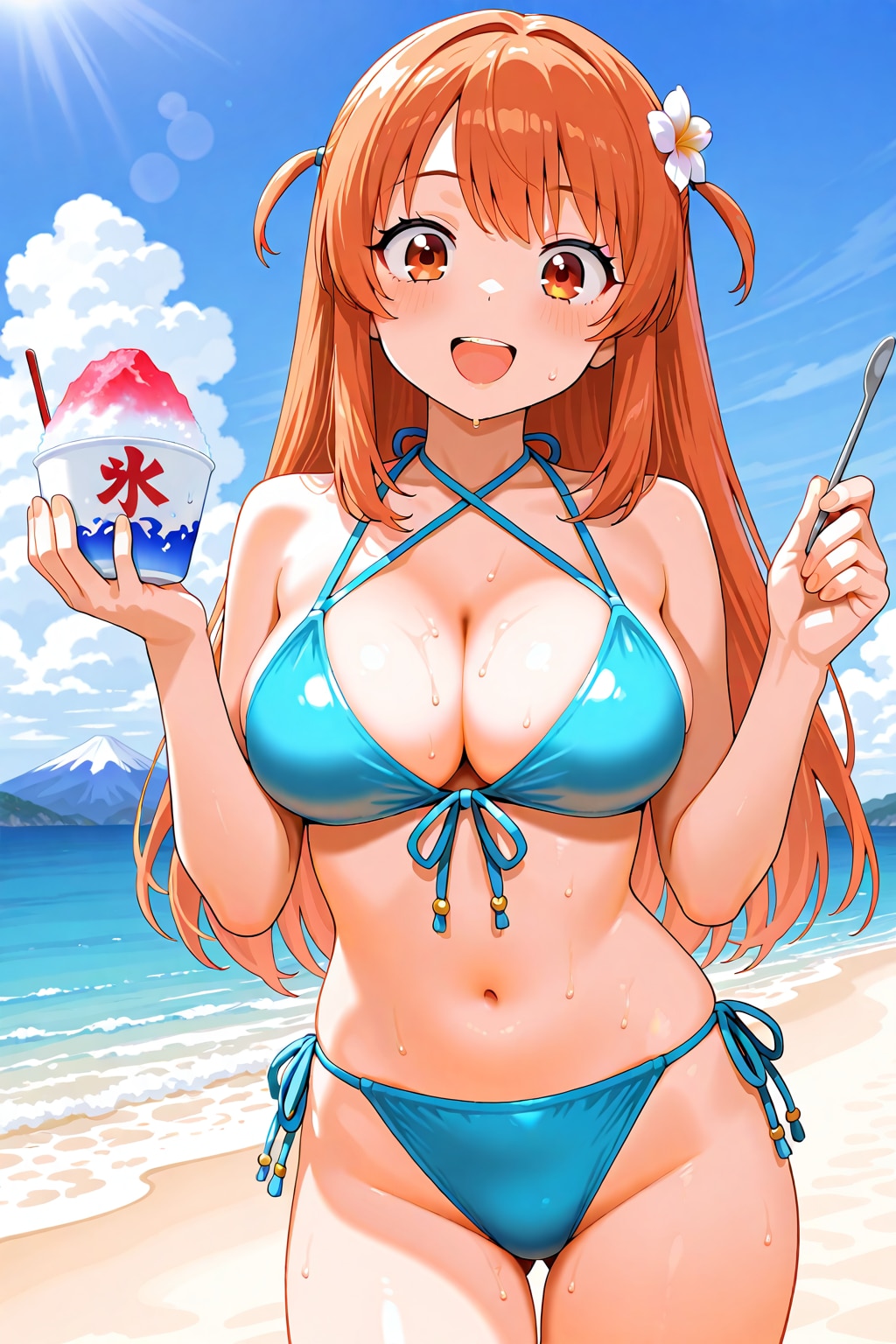 ん？海の向こうに富士山が……