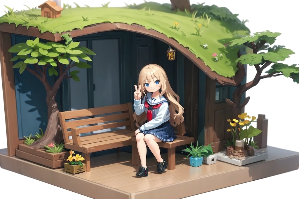 V4Bちゃんとミニチュアエフェクト✨やってみた　～ウッドカービング🌳を添えて