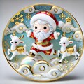 白磁器に螺鈿・踊るサンタクロース 2枚目