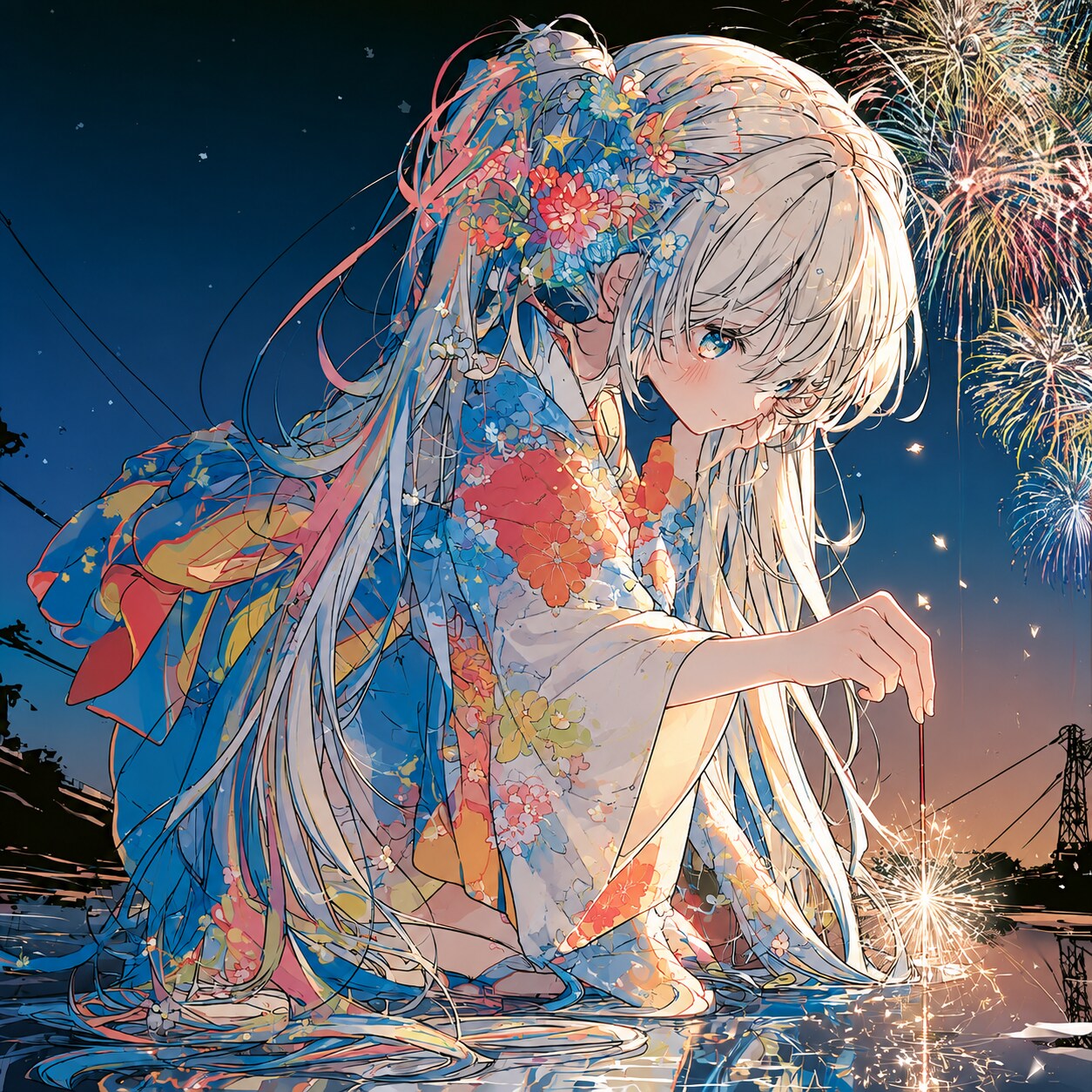 線香花火 | の人気AIイラスト・グラビア