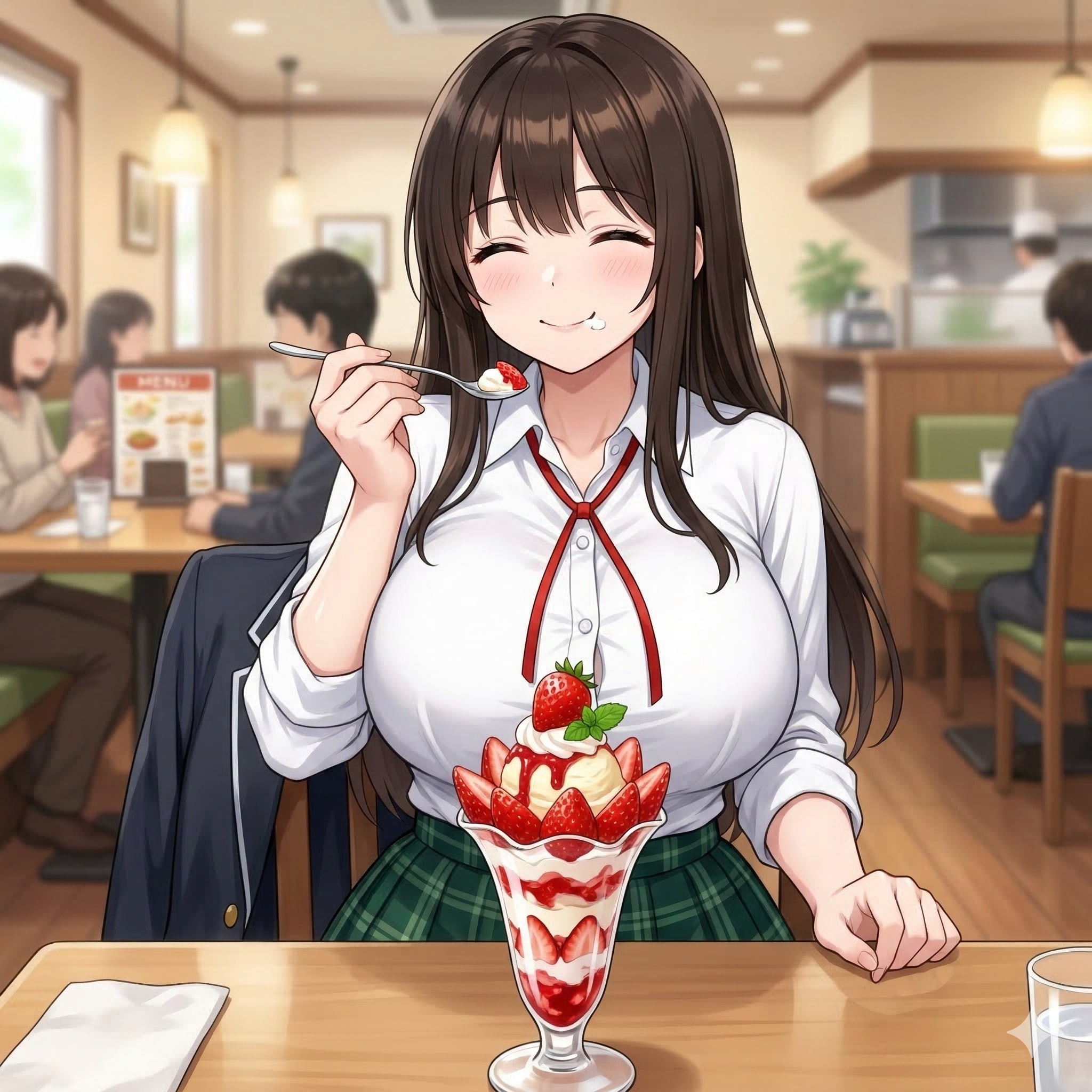 苺パフェを食べている宣子さん😌 | の人気AIイラスト・グラビア