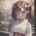 (12作品)浴衣を着て花火鑑賞/wearing yukata and watching fireworks 5枚目