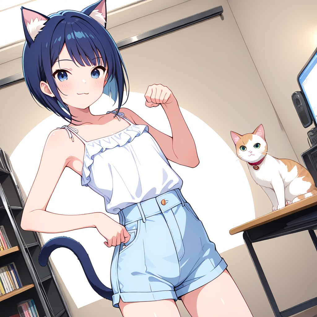 白いスタジオのモデルキャット | の人気AIイラスト・グラビア