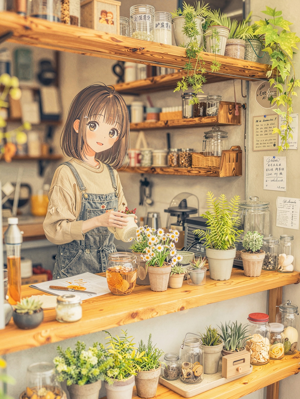 コーヒーと緑のある朝