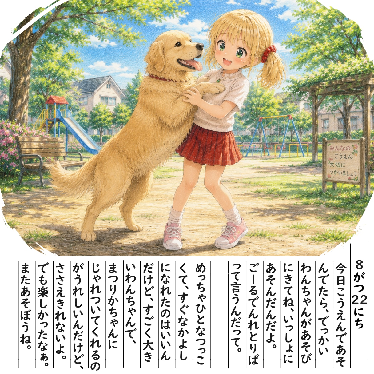 【絵日記】でっかいわんことあそんだよ | の人気AIイラスト・グラビア
