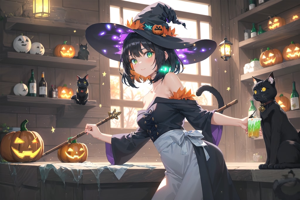 黒猫がきらめく夜