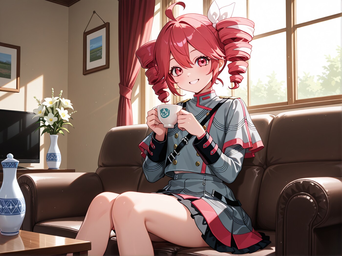 お茶を飲む重音テト