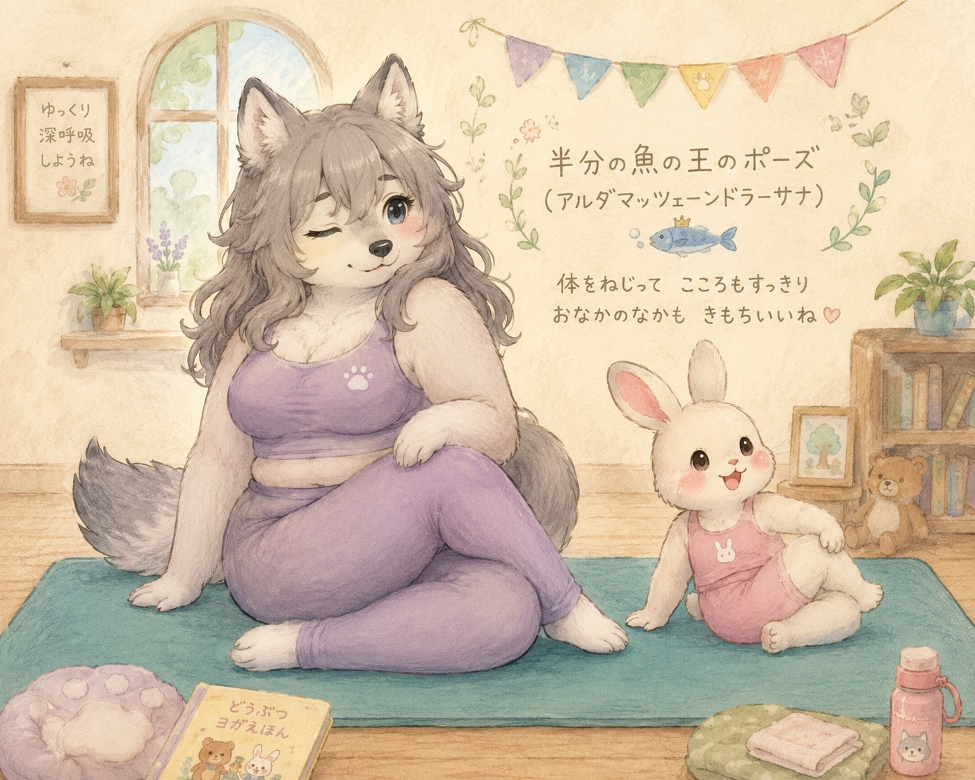 オオカミおねえさんと子うさぎちゃんのヨガ