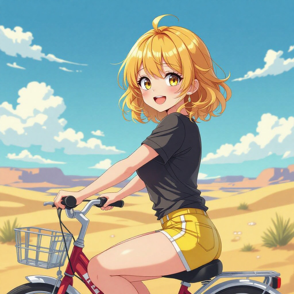 自転車に乗るユイちゃん