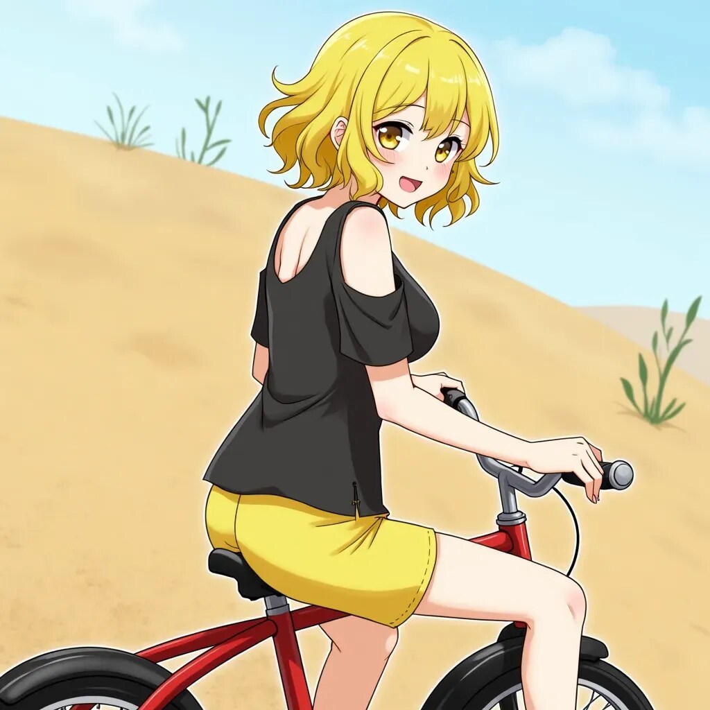 自転車に乗るユイちゃん