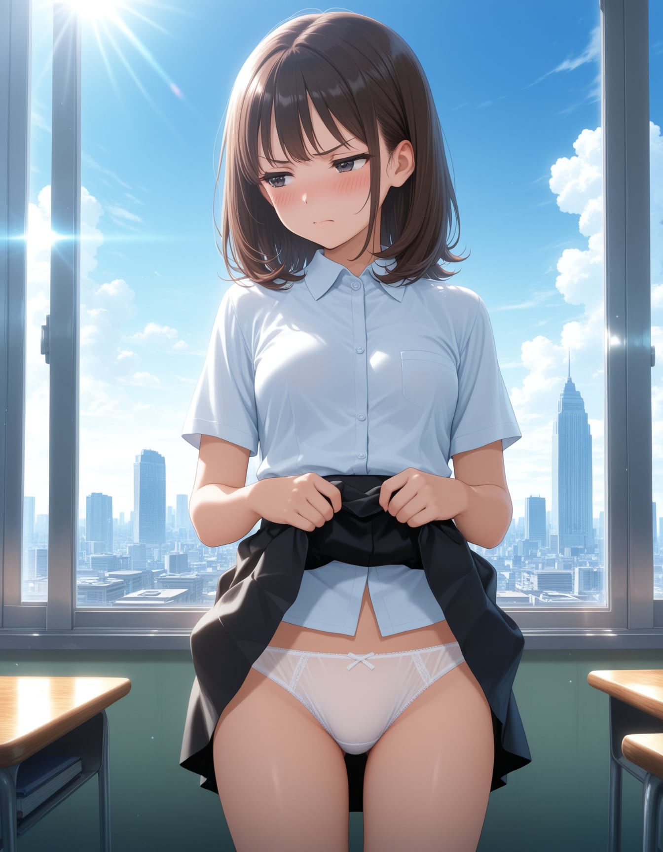 スカートたくし上げ