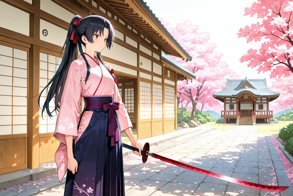 大正浪漫の女性剣士（Double-bladed glaive）