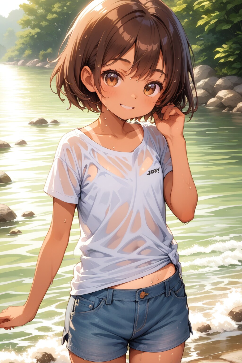 清瀬こむぎの川遊び