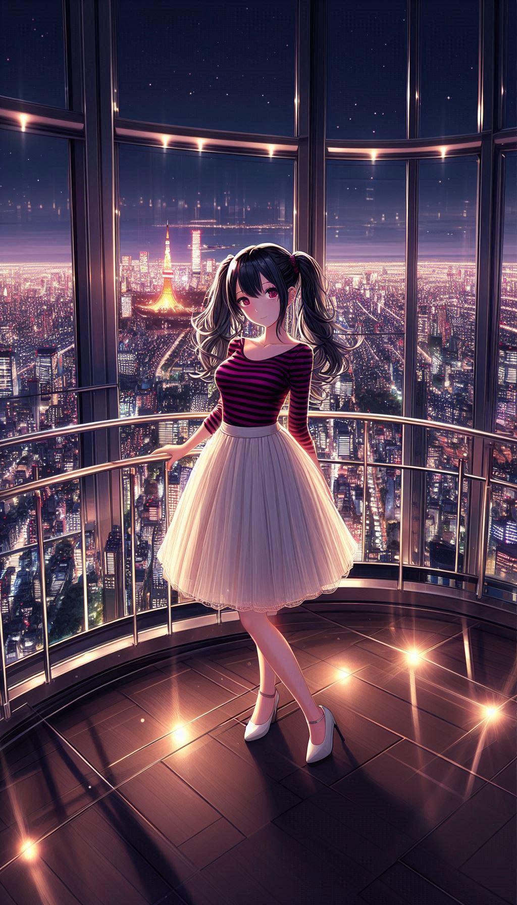 少女と夜景
