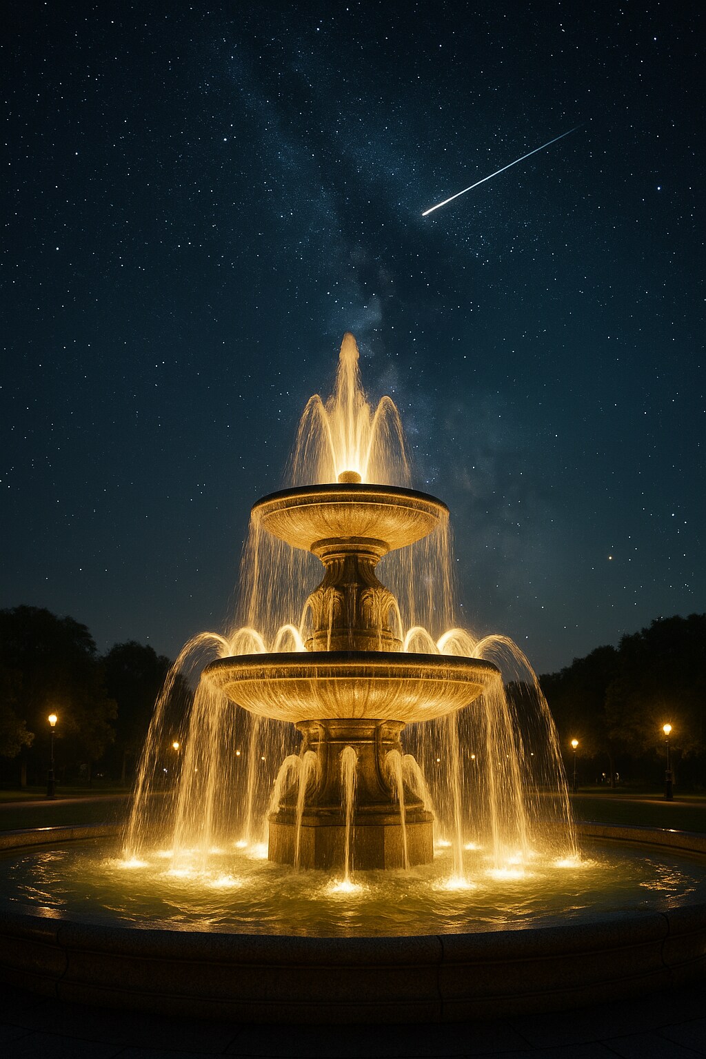 噴水と流れ星