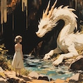 白いドラゴンと女の子 4枚目