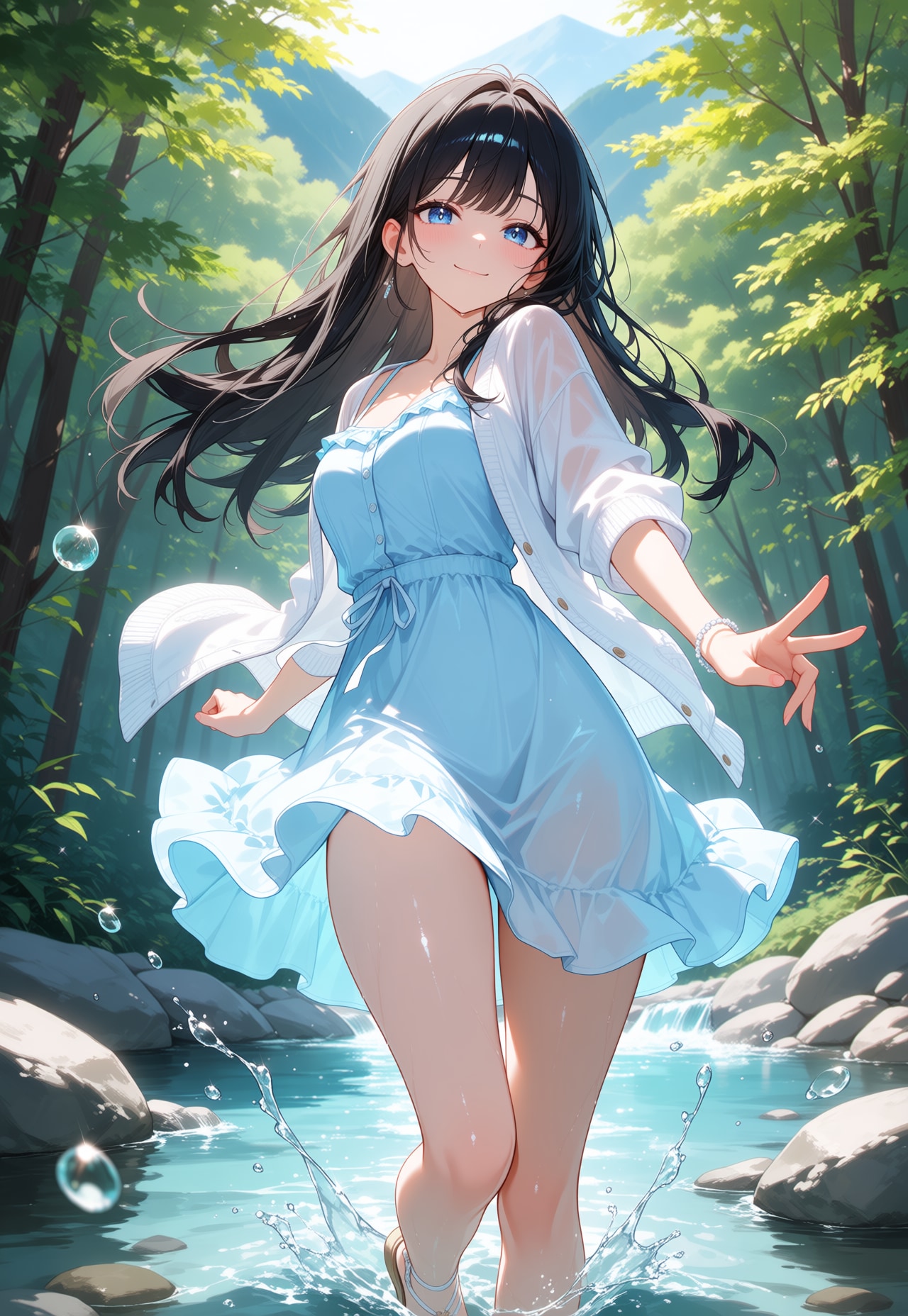 川で避暑！