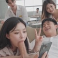 クラスメイトとフェラ自撮りをする変態女達 11枚目