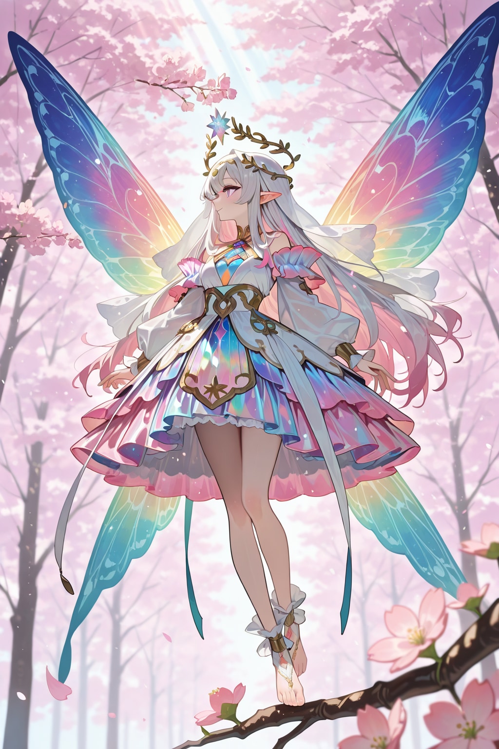 桜の枝の上に留まる蝶の精霊 | の人気AIイラスト・グラビア