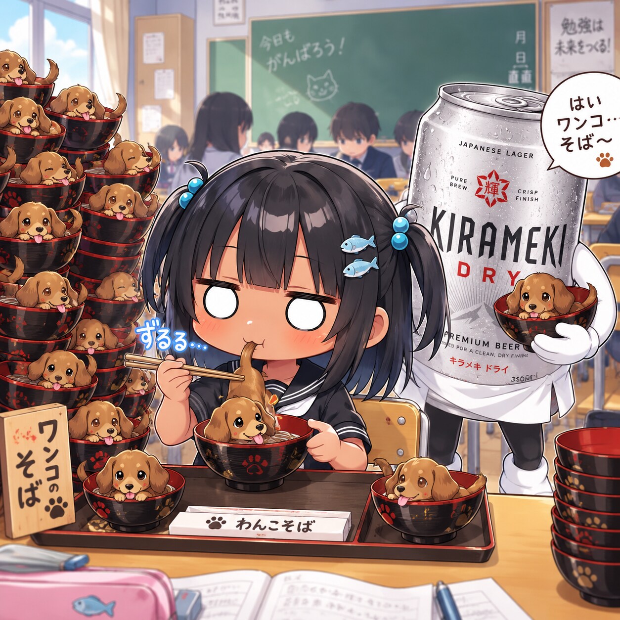 ワンコそばをすするこなつちゃん | の人気AIイラスト・グラビア