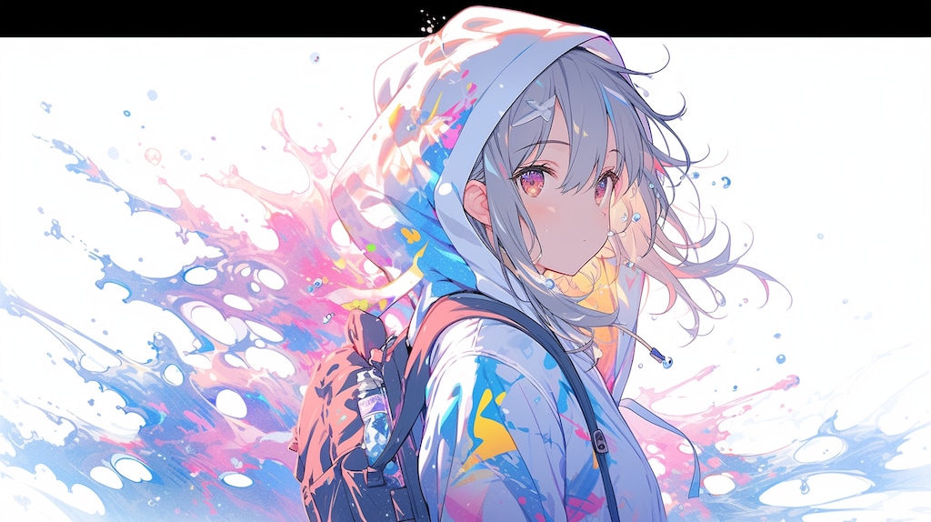 色彩の飛沫を纏う旅の少女
