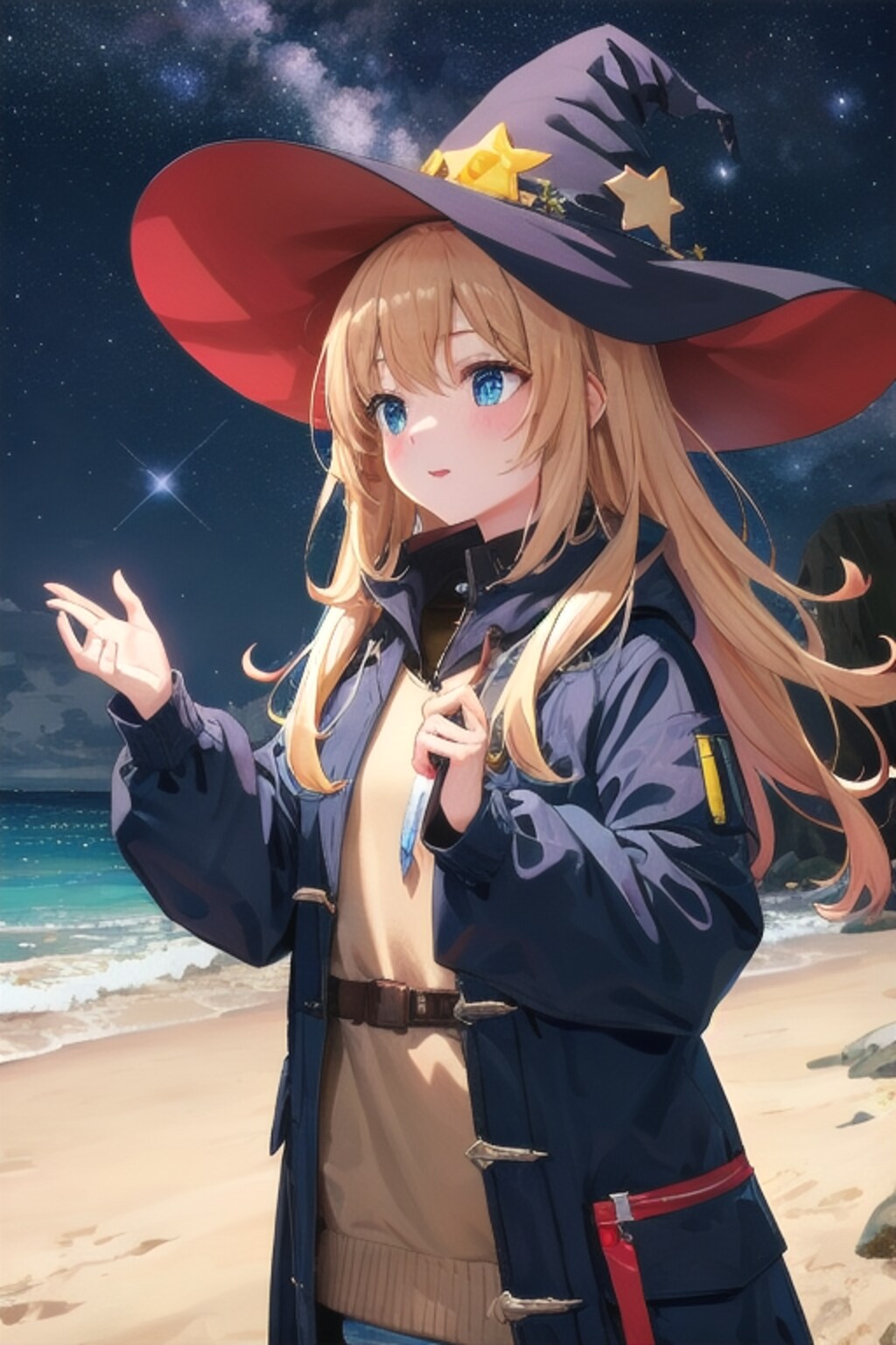 砂浜の魔女と星空