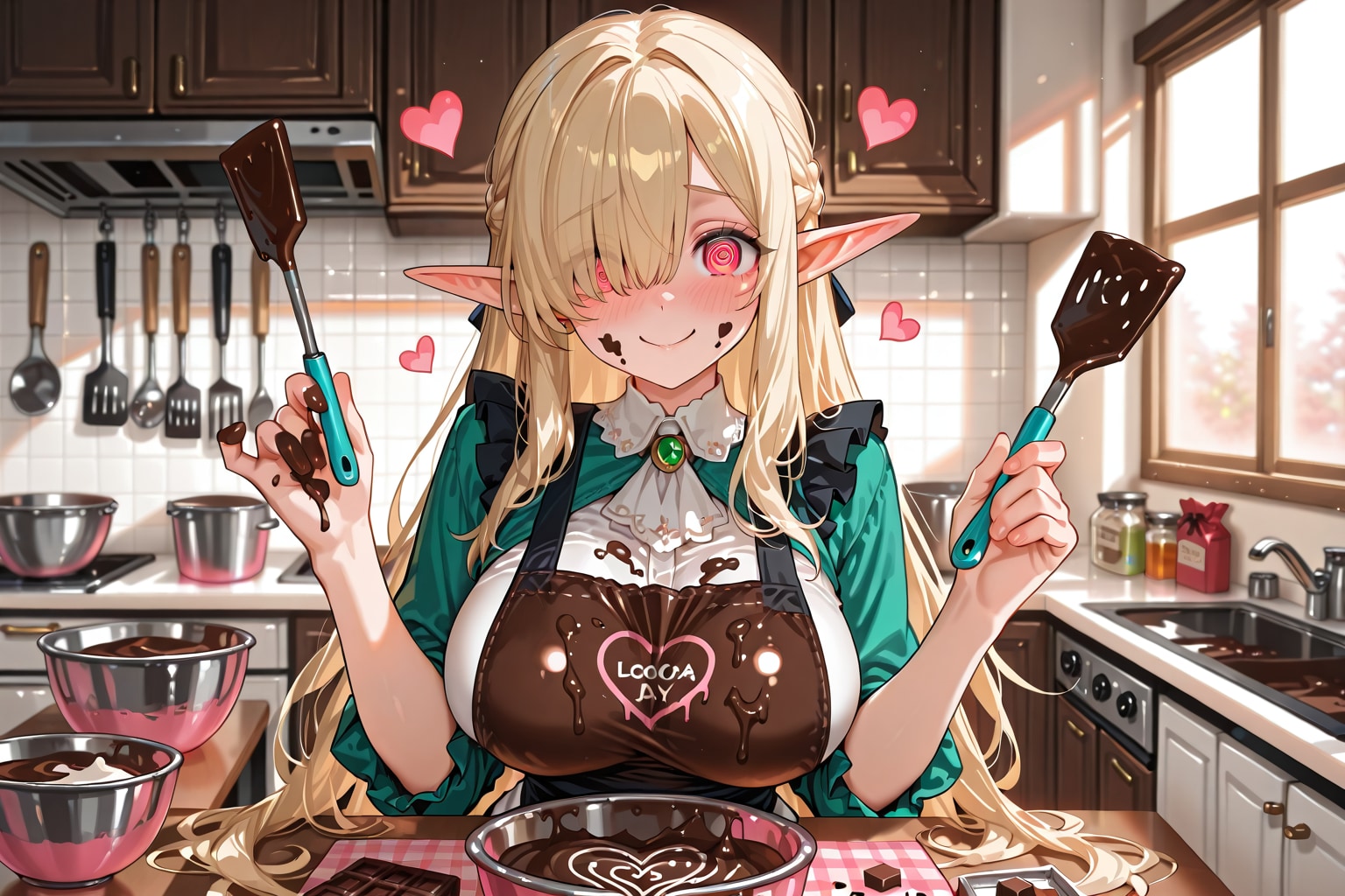 バレンタインの準備をするエルフの女の子 | の人気AIイラスト・グラビア