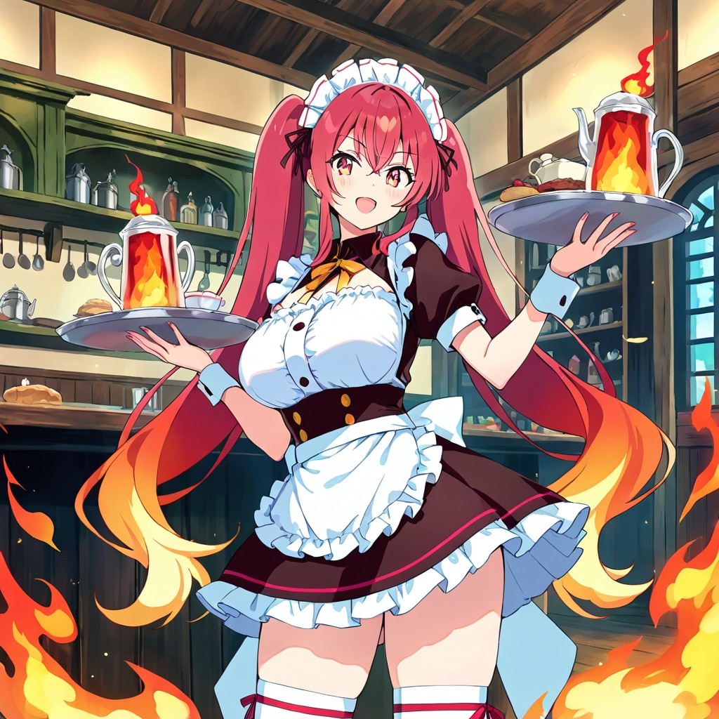 炎属性メイド店長 | の人気AIイラスト・グラビア