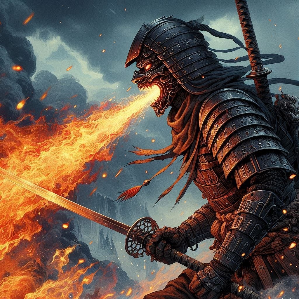 火を吐く武者
