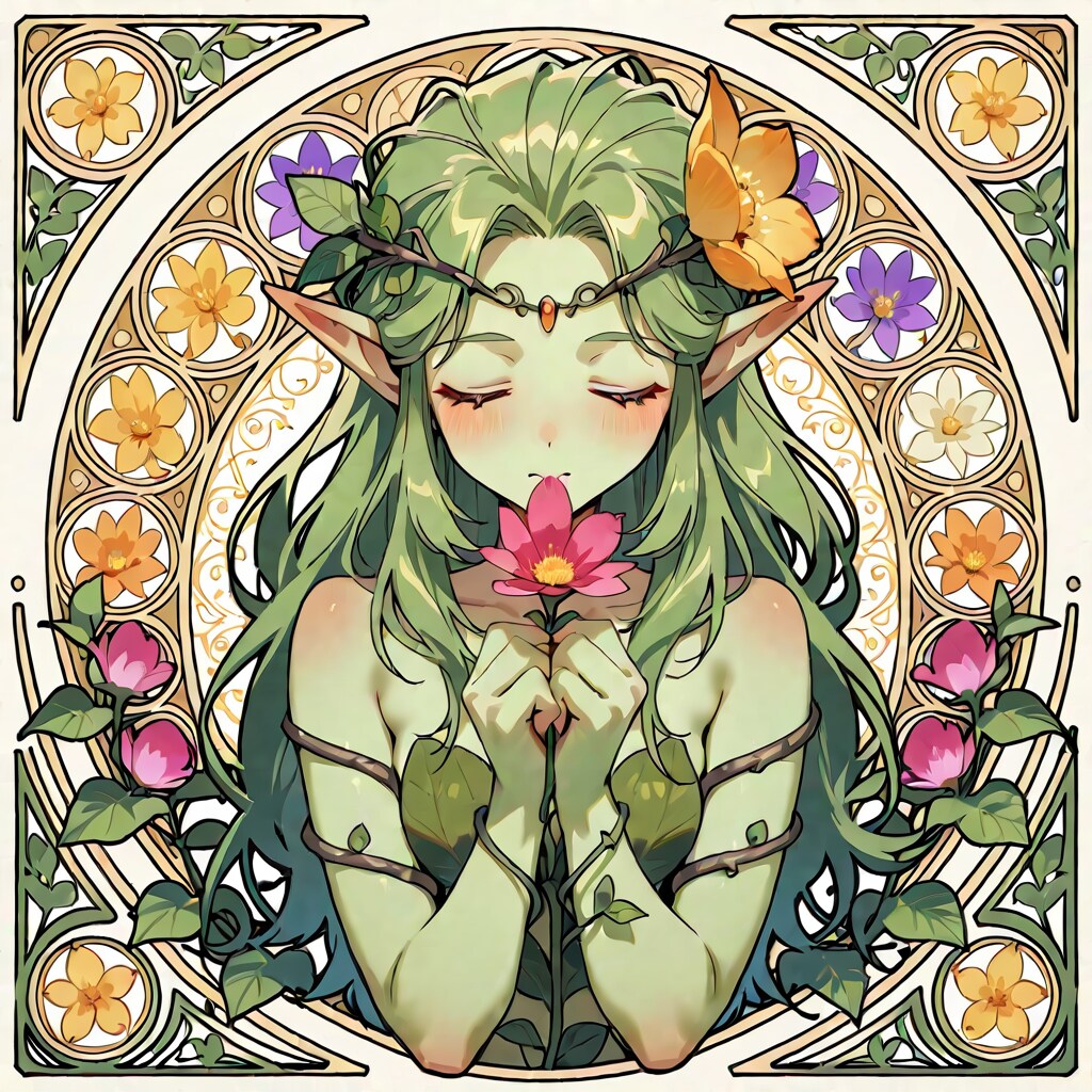 bonsaiでミュシャ風ドライアドちゃん260417 | の人気AIイラスト・グラビア