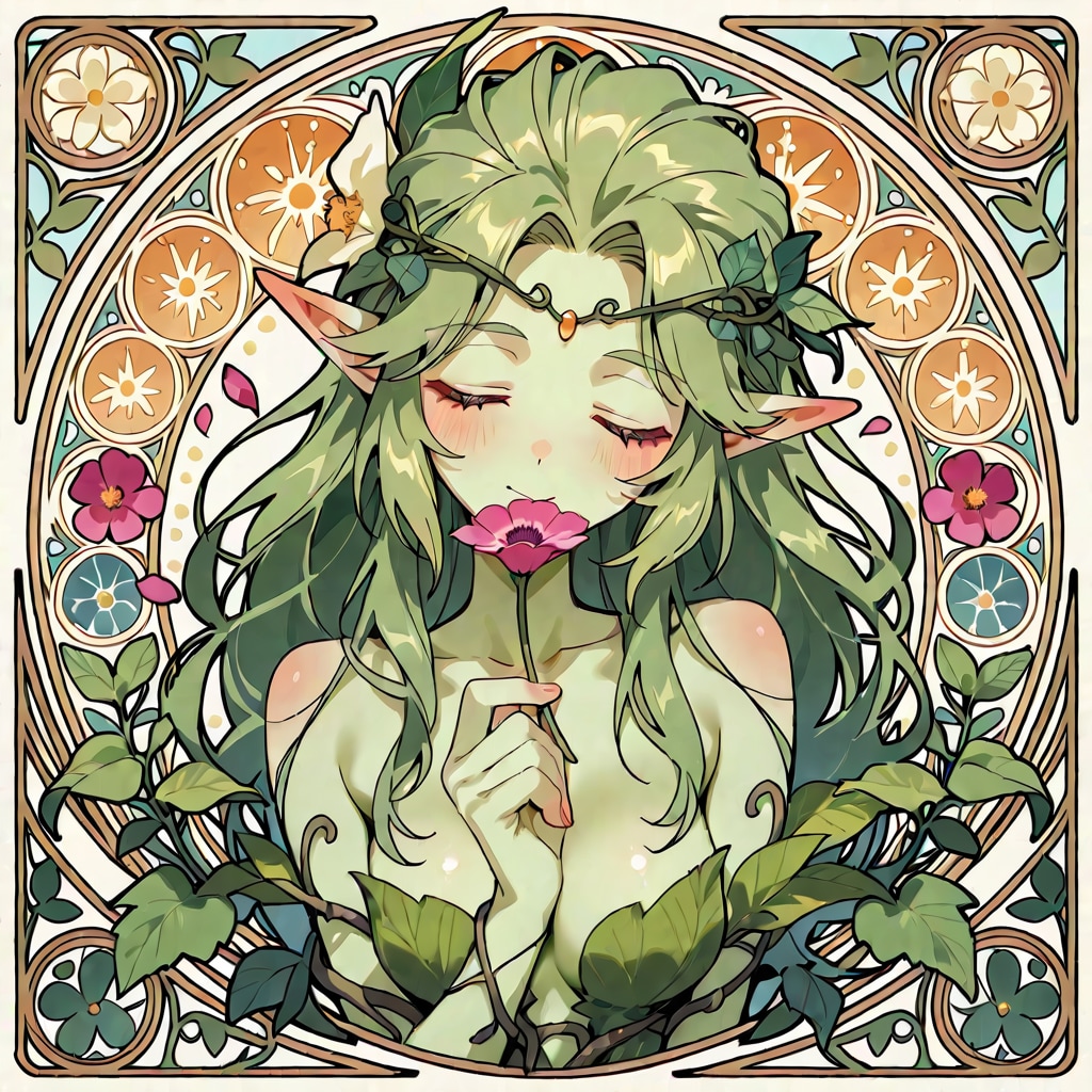 bonsaiでミュシャ風ドライアドちゃん260417