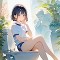 考える人 トイレver ~ 黒髪ボブのブルマ娘22 ~ 2枚目