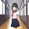 学校での一コマ 夏セーラー服、赤スカーフ 7枚目