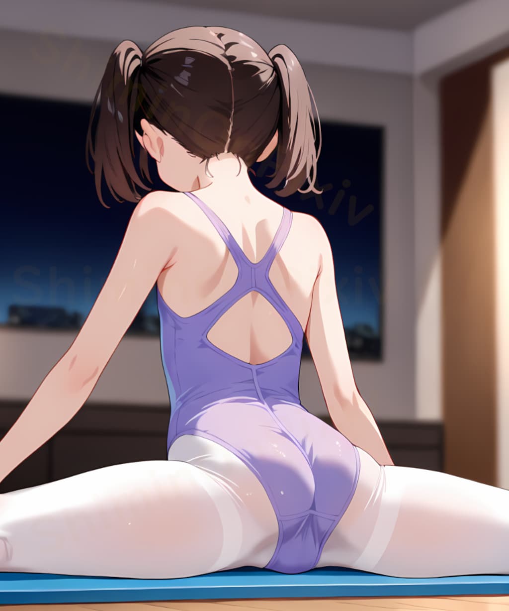 開脚の訓練中... / During split training...