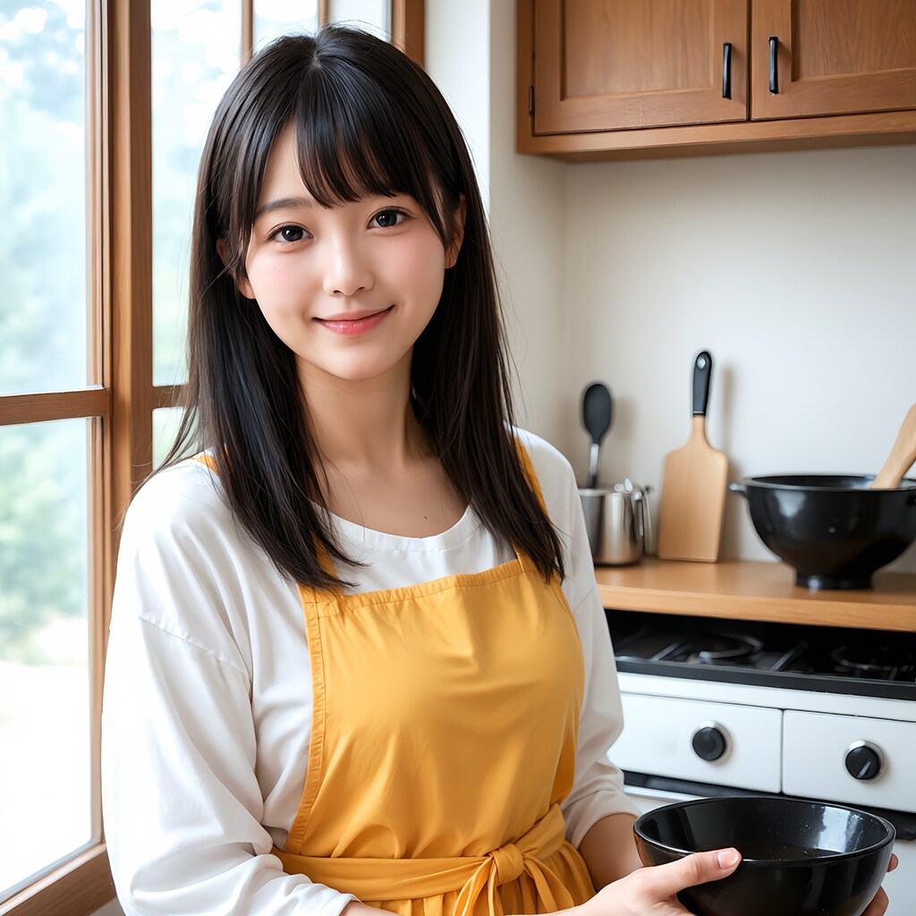 架空キッチン美女1