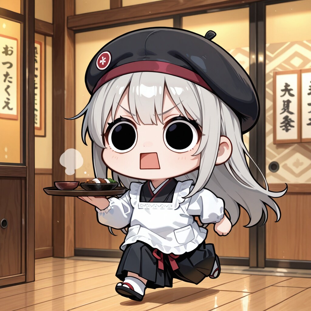 料理を運ぶえらいこっちゃ嬢
