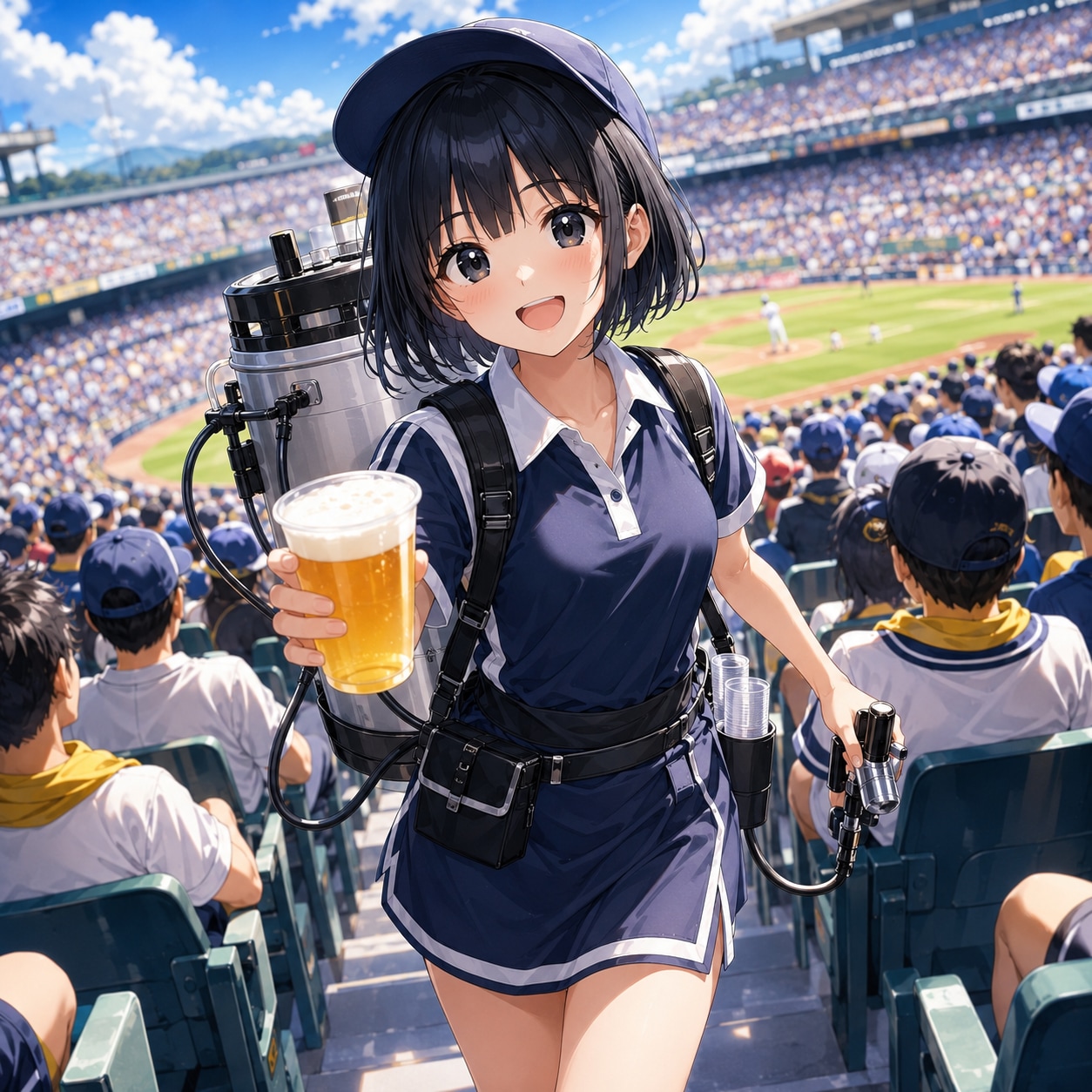 ビールサーバーと女の子