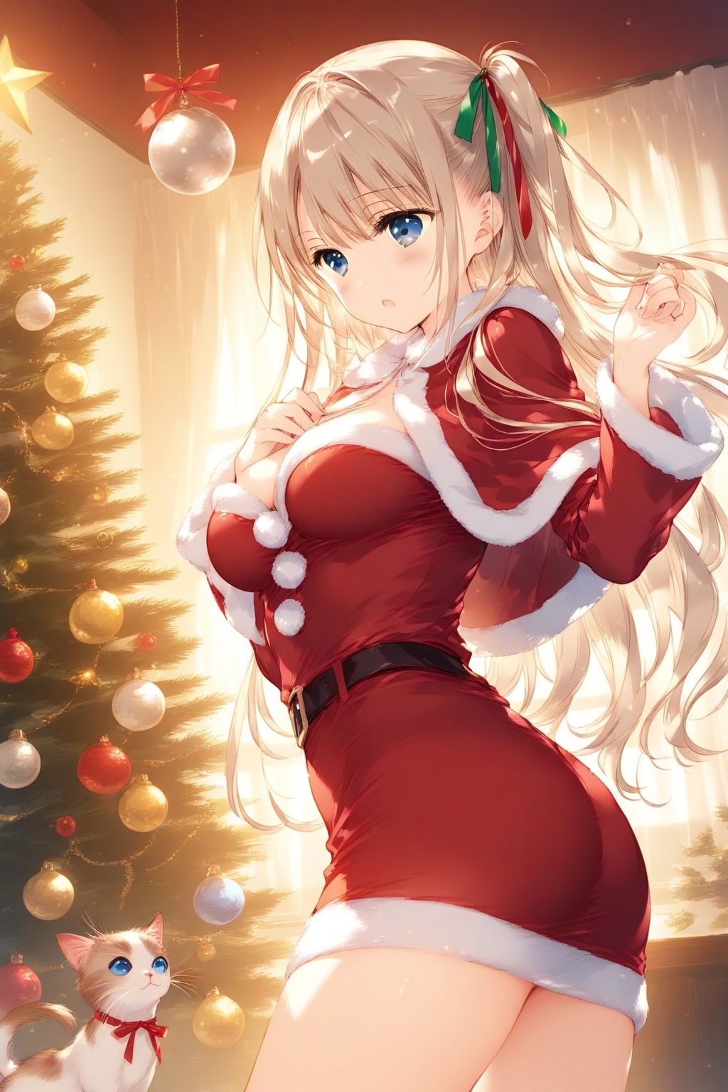 ツリー飾り付け中